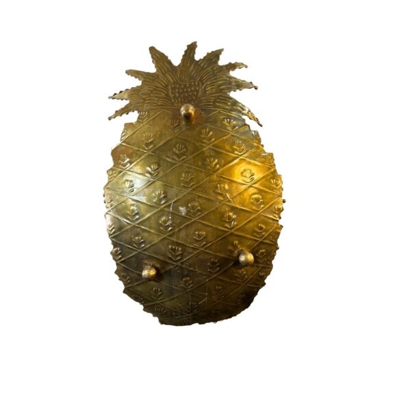 Pineapple-Shaped Brass Platter Metal Design Decorative - Picture 4 of 9